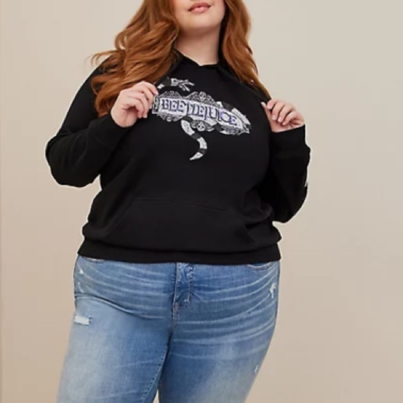 TORRID NWT BEETLEJUICE COZY FLEECE HOODIE HALLOWEEN - Picture 4 of 7